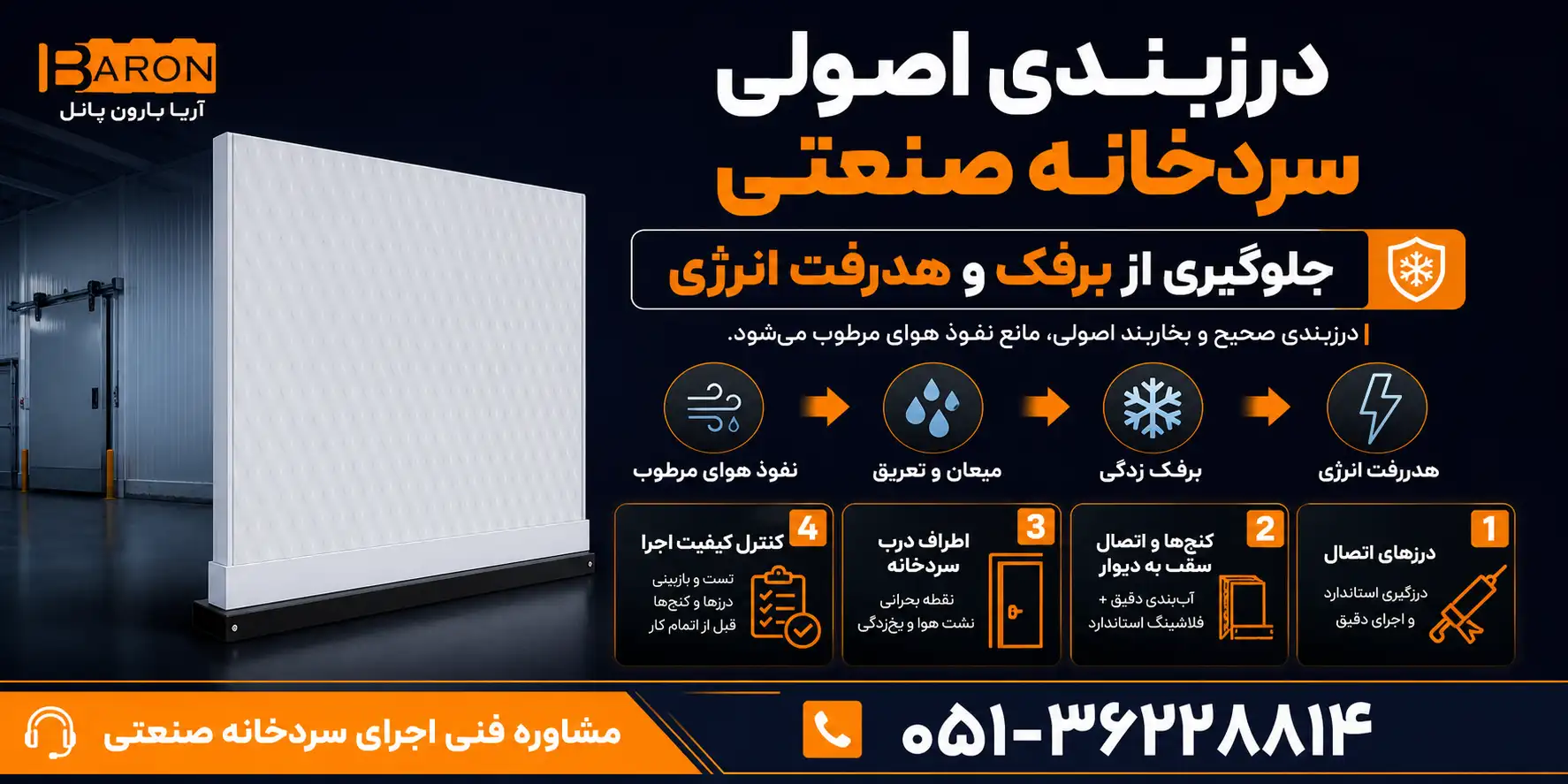 درزبندی ساندویچ پانل سردخانه برای جلوگیری از برفک، رطوبت و هدررفت انرژی