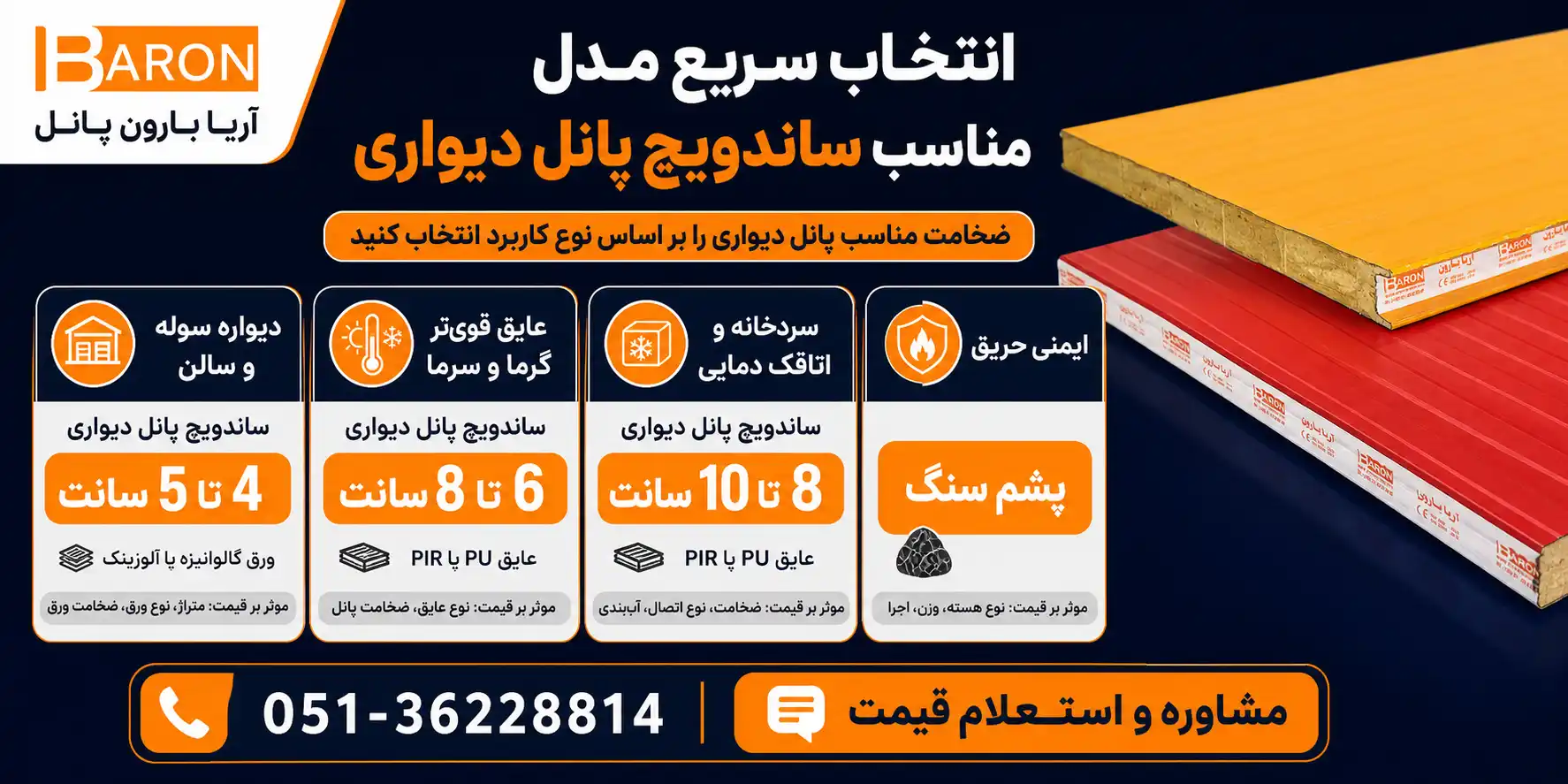 انتخاب ساندویچ پانل دیواری مناسب بر اساس ضخامت و نوع عایق
